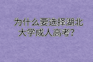 为什么要选择湖北大学成人高考？