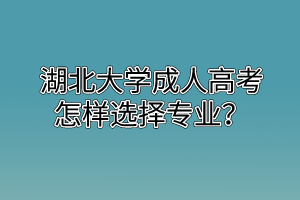 湖北大学成人高考怎样选择专业?