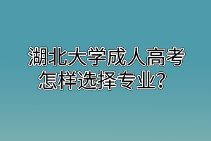 湖北大学成人高考怎样选择专业？