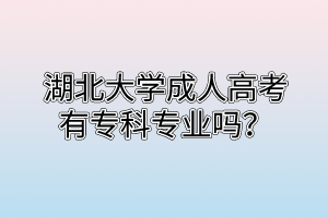 湖北大学成人高考有专科专业吗？