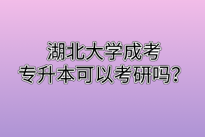 湖北大学成考专升本可以考研吗?
