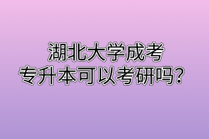 湖北大学成考专升本可以考研吗？