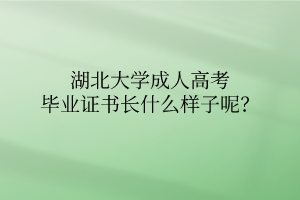 湖北大学成人高考毕业证书长什么样子呢？