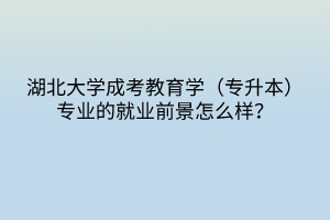 湖北大学成人高考教育学（专升本）专业的就业前景怎么样？