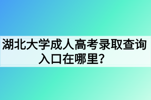 湖北大学成人高考录取查询入口在哪里?