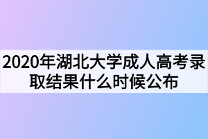 2020年湖北大学成人高考录取结果什么时候公布