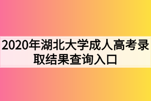 2020年湖北大学成人高考录取结果查询入口