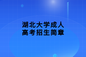 湖北大学成人高考招生简章