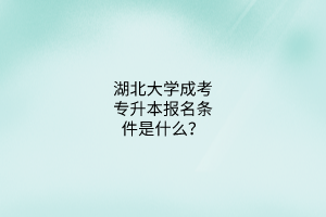 湖北大学成考专升本报名条件是什么？