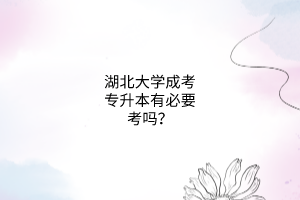 湖北大学成考专升本有必要考吗?